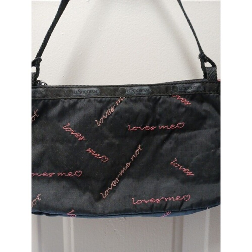 Lesportsac Black‎ Loves Me Loves Me Not Small Purse Clutch Vintage Small